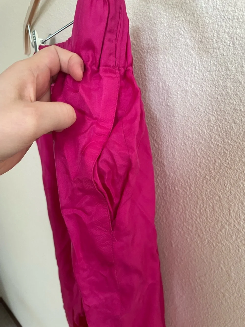 Bright Fuchsia Silk Elastic Waist Pants - Picture 4 of 4